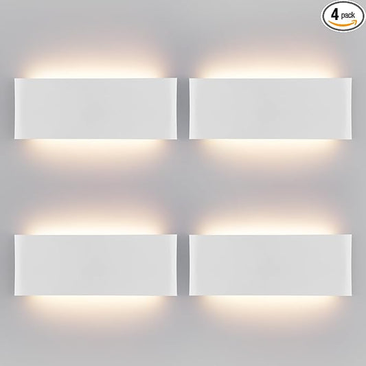 Mille Luckiole 11 Inch Hallway LED Wall Light,Dimmable 3000K-6500K 5 Color Selectable,Modern LED Sconce Wall for Stairwell,Bedroom,and Bathroom Vanity Mirror,15W White 4Pack Up and Down Led Wall Lamp