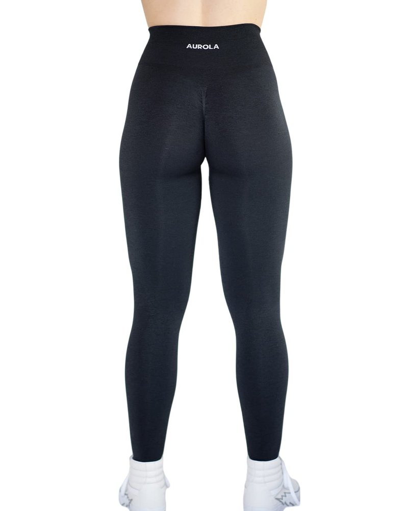 AUROLA Workout Leggings for Women Seamless Scrunch Tights Tummy Control Gym Fitness Girl Sport Active Yoga Pants-25'' (M, Black)