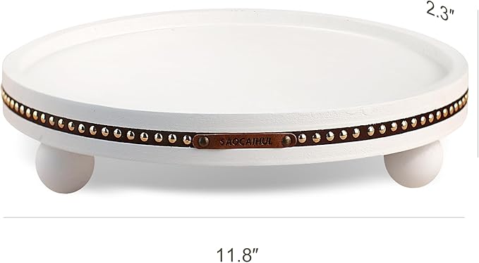 Decor Decorative Round Tray 11.81in for Home Decor for Coffee Table Farmhouse Kitchen Table Living Room Bathroom Centerpiece Tray Decor