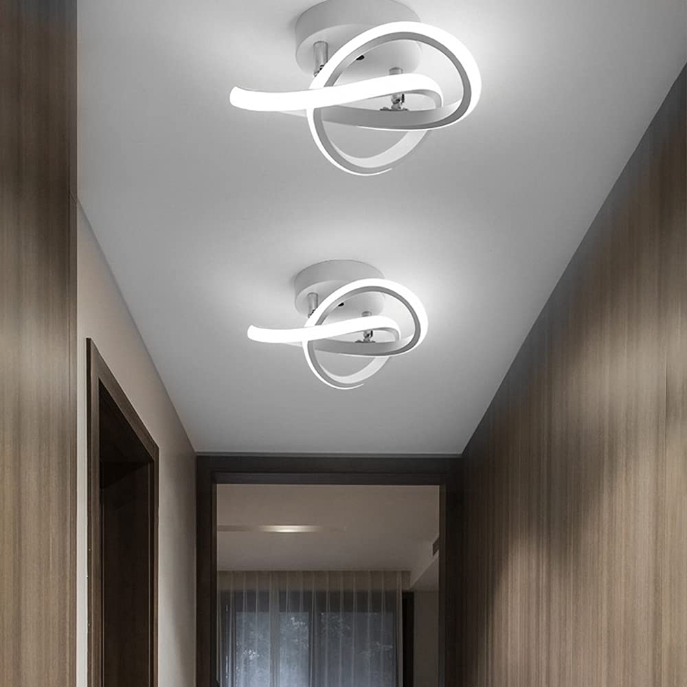 EIDISUNY Ceiling Light LED Lamp 2 Rings Creative Personality Nordic White Ceiling Lighting for Entrance Hallway Lights Ceiling Living Room Cool White Light 22W - White, Cold White Light 6000K