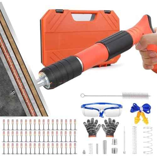 Concrete Nail Gun Kit with 220 pcs Nails, 3 Speed Adjustable Manual Steel Nails Gun Tool, Mini Portable Nail Wall Shooting Machine Fastening Tool for Wall Anchor, Concrete Walls, Fenc, Woodworking