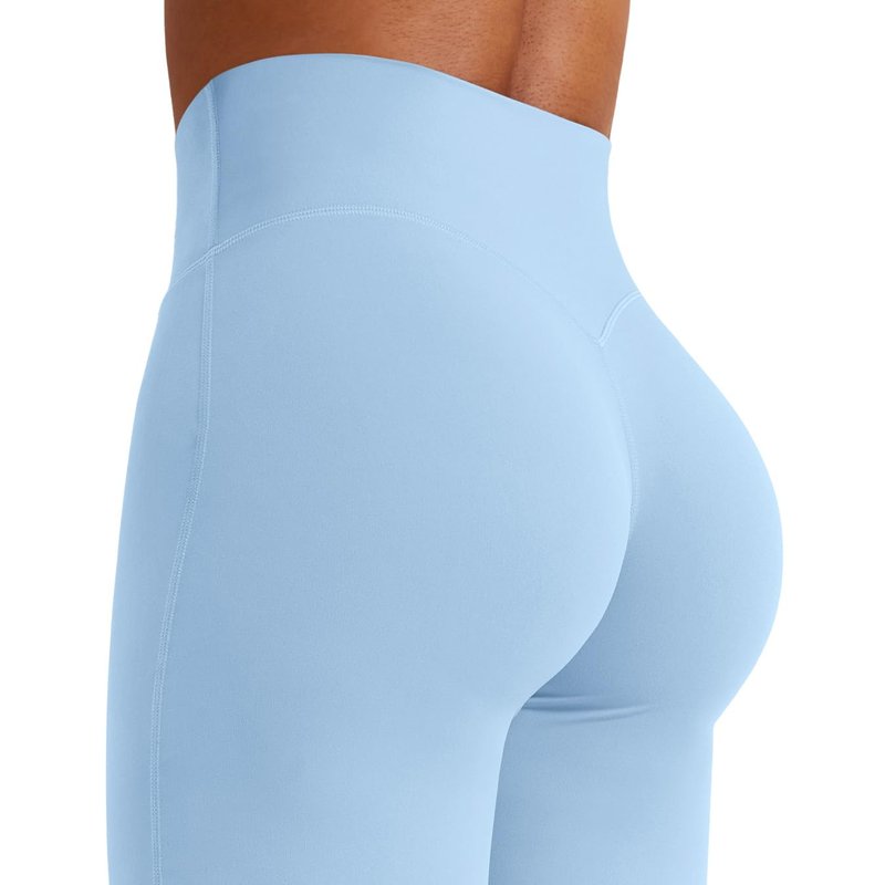 YEOREO Workout Leggings Womens No Front Seam Straight Leggings 31.5" High Waist Buttery Eddiy Gym Yoga Pants Airy Blue M