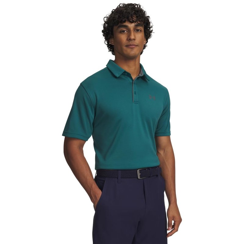 Under Armour Men's Tech Golf Polo, (338) Rack Green/Pitch Gray/Pitch Gray, Medium