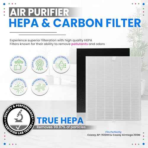 Bagean AP-1512HH Filter Compatible with Coway Airmega AP-1512HH & 200M Air Purifier - Fit Coway Filter Replacement - H13 True HEPA Filters Removes 99.97% particles Freshens the Air (3 HEPA + 6 Carbon)