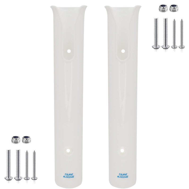 ISURE MARINE 2PCS Fishing Rod Holder Rod/Ship Yacht Fishing Rod Frame Portable Lightweight and Durable Tube Rod Rack-Replacement Parts with Screws (White)
