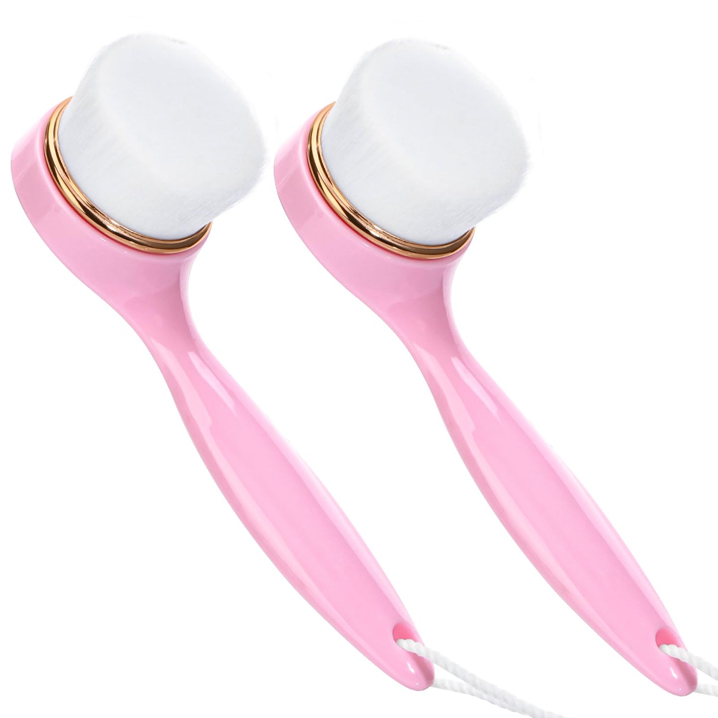 2 Pack Soft Bristle Facial Cleansing Brush for Deep Pore Cleaning, Face Exfoliating Scrub Brush for Face Cleansing Skincare Massaging (Pink and Jade White)