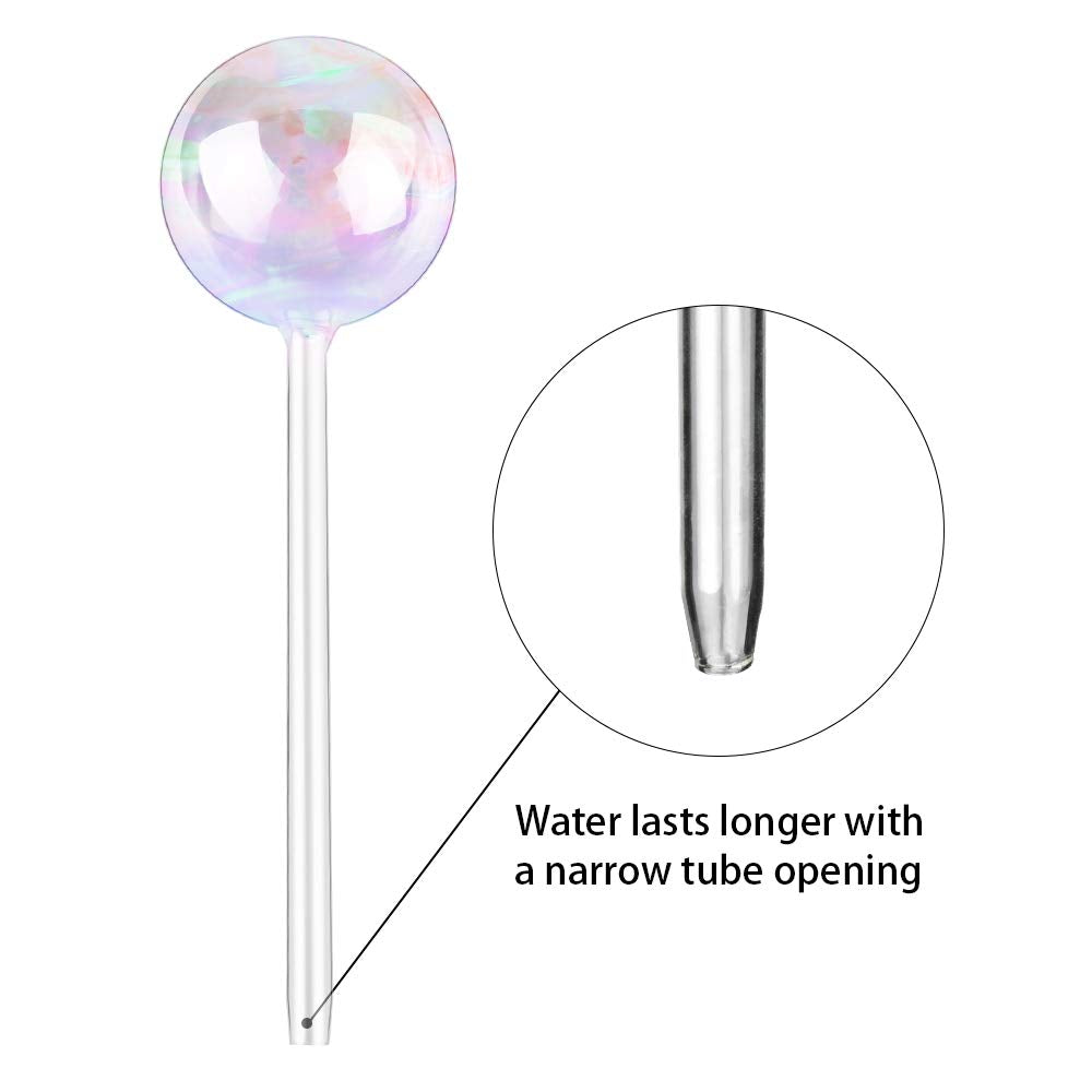 [2 PCS] Light Iridescent Rainbow Gradient Color Clear Glass Self-Watering System Spikes, Self Watering Globes, Self Watering Bulbs, Automatic Plant Waterer Bulbs