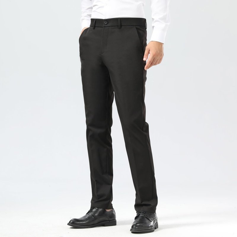 Plaid&Plain Men's Dress Pants Slim Fit Stretch Khaki Pants Wrinkle Free 8802 Black 34x28