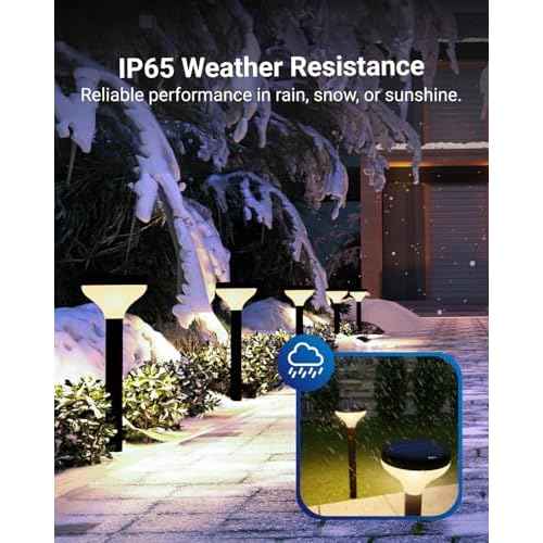 Sunco 6 Pack Round Solar Pathway Lights Outdoor, Super Bright 120 LM, 2CCT 2700K/4000K, Dimmable Path Lights for Garden, Backyard, Walkway, Driveway