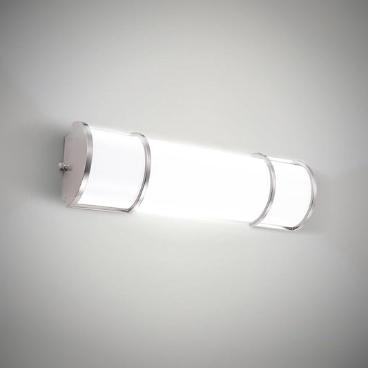 ASD LED 18" Vanity Flush Mount Light Fixture, Linear Bathroom Lighting Bar | 3CCT, Dimmable, Energy Star, ETL Listed | 20W 1650LM 3000-5000K 120V | Long Tube Bath Wall Sconce Over Mirror | Nickel