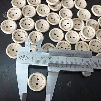 HengKe 100pcs Wooden Handmade Buttons, Assorted Wooden Sewing Buttons, 20mm