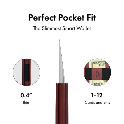 Ekster Parliament Men's Wallet | RFID Blocking Leather Minimalist Cardholder | Slim Wallet for Men - Designed for Quick Card Access with Push Button (Merlot Red)