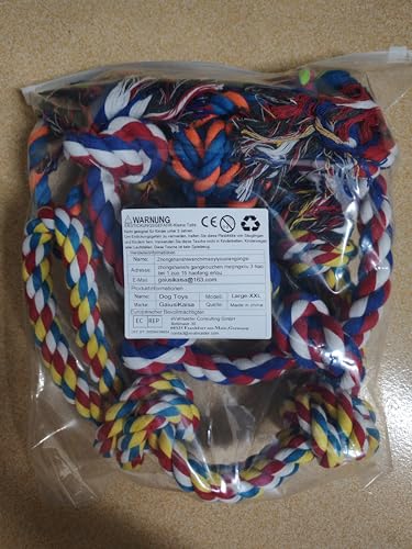 LARGE Dog Rope Toys (Extremely Durable and Strong) For Large And Medium Dog - EXTRA LARGE DOG TOYS For Aggressive CHEWERS - NEARLY INDESTRUCTIBLE - Sturdy Rope - Tug Of War Rope for Teething (5PCS)
