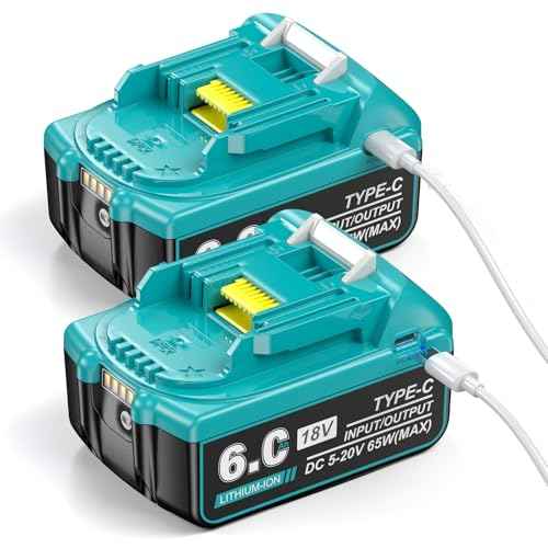 ¡¼USB-C Charging¡½ 18V 6.0Ah Replace for Makita 18V Battery Compatible with Makita 18 Volt Lithium Battery BL1850 BL1840 BL1830 BL1860 with Type-C Input/Output Port, 2Pack