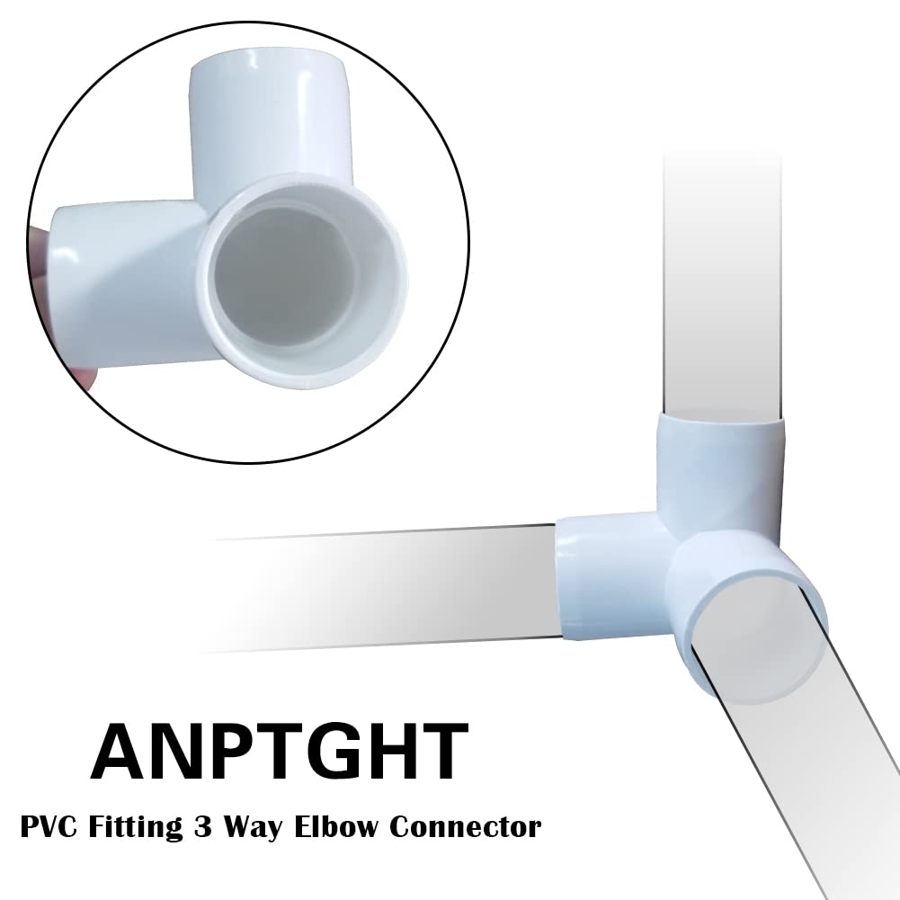 ANPTGHT 1“ Tee PVC Fitting 3 Way Elbow Connector, Furniture Grade 90 Degree Elbow Side Outlet, PVC Corner Fittings for Building Furniture Greenhouse Shed Pipe Fittings Tent Connection (Pack of 8)