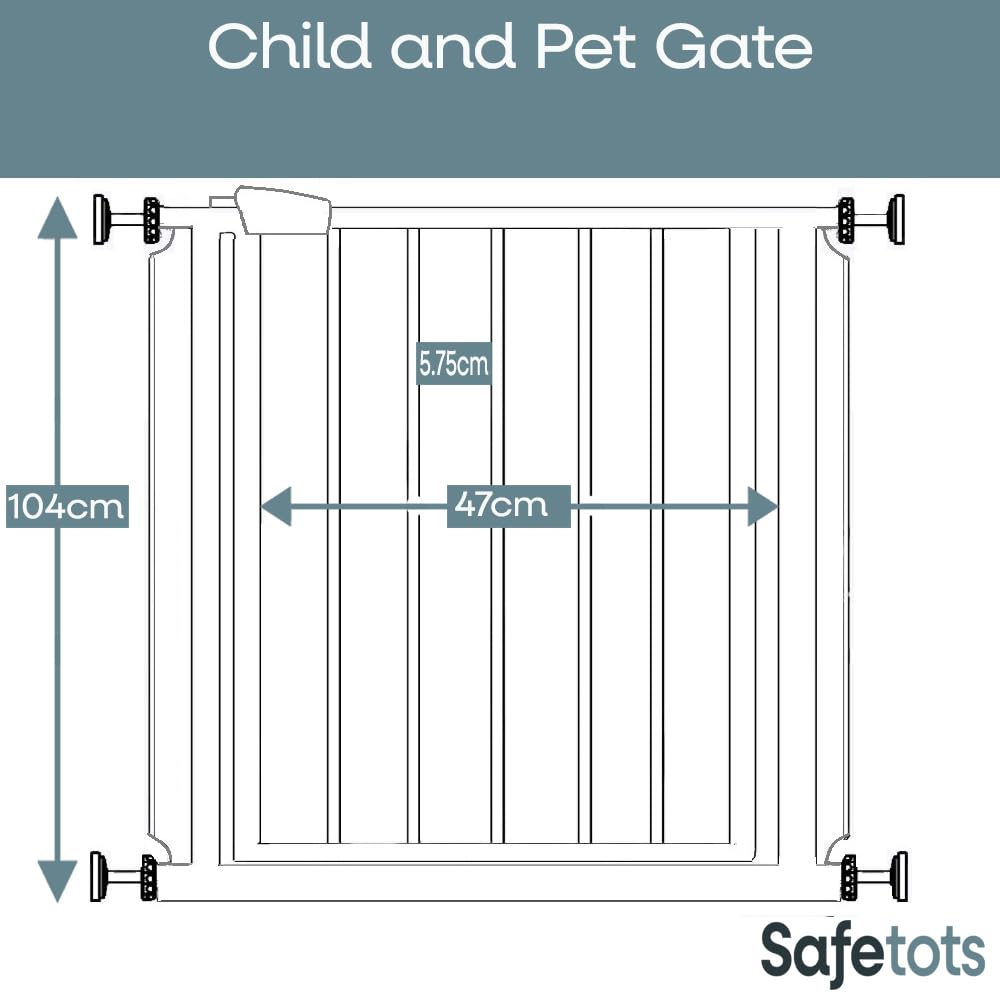Bettacare Child and Pet Gate, 75cm - 83cm, Slate Grey, Extra Tall Gate 104cm in Height, Pressure Fit Stair Gate, Baby Gate and Suitable for Dog Gate or Pet Barrier, Easy Installation