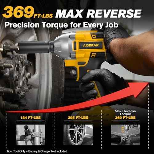 Cordless Impact Wrench for DeWalt Battery, 500Nm (369Ft-Lbs) 1/2" & 1/4" Brushless Impact Gun, 2-Speed High Torque Power Tool for Tire Removal, Rusted Bolts, Car Maintenance(No Battery)