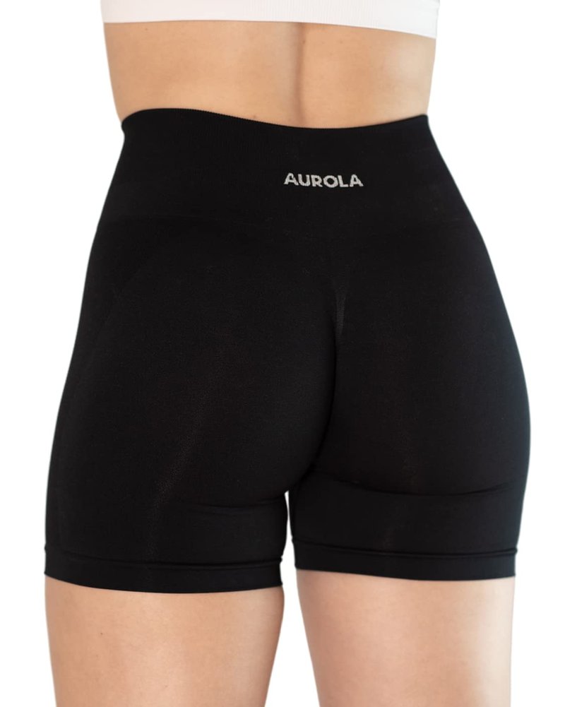 AUROLA Intensify V2.0 Women's Workout Shorts Athletic Running Shorts, Seamless High Waist Sport Gym Yoga Shorts 3.6 Black