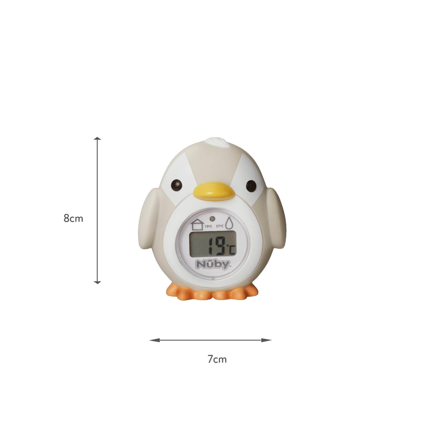 Nuby Penguin Baby Bath Thermometer - Digital Thermometer with Easy to Read Screen | BPA Free | Suitable from Birth (Grey)