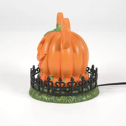 Department 56 Disney Village Halloween Accessories Pumpkintown Mickey Mouse Town Center Lit Figurine, 4 Inch, Multicolor
