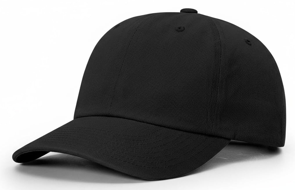Stitch and Bill Mens Athletic Deep-Crown Baseball Cap 100% Soft Cotton Unstructured Dad Hat Outdoors Adjustable (US, Alpha, One Size, Black Cotton Soft Panel)