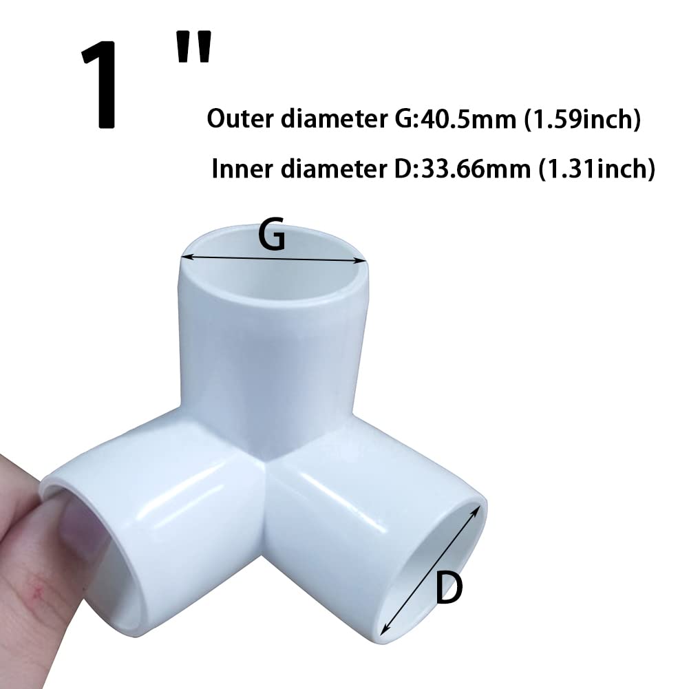 ANPTGHT 1“ Tee PVC Fitting 3 Way Elbow Connector, Furniture Grade 90 Degree Elbow Side Outlet, PVC Corner Fittings for Building Furniture Greenhouse Shed Pipe Fittings Tent Connection (Pack of 8)