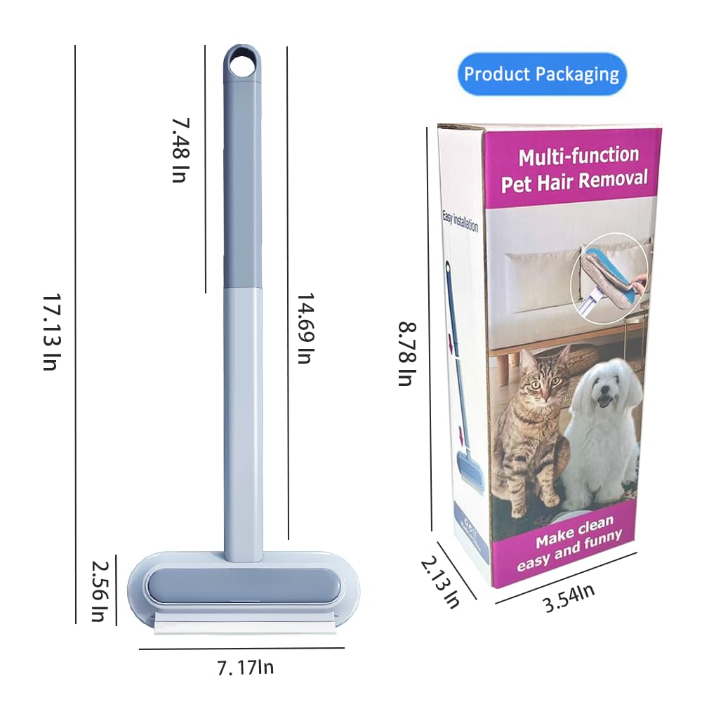 FeiFanYiGou Pet Hair Remover, 4 in1 Cat and Dog Hair Removal for Couch with Extra Long Handle, 17-Inch, Cat Fur Removal Tool for Furniture, Carpet, Clothes, Bedding, Tile, Hardwood Floor, Car, Window