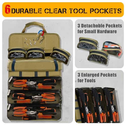 Roll Up Tool Bag Organizer: Father's Day Gift For Men, Dads, Mechanics, Electricians, Motorcycle Enthusiasts, Construction Workers, and Hobbyists - Gifts for Father's Day (Large)