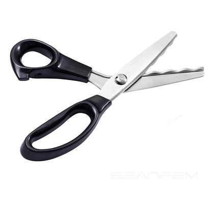 Fabric Pinking Shears, Professional Stainless Steel Handled Scissors, Black, 18mm Scalloped Blade