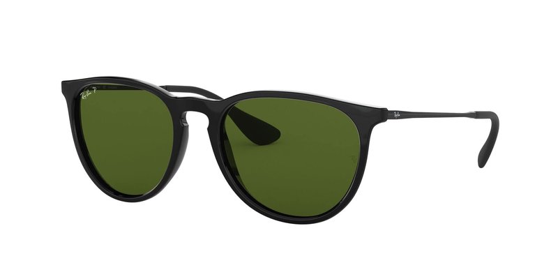 Ray-Ban Unisex RB4171 Erika Round Sunglasses, Black/Polarized Green, 54 mm