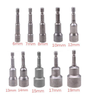 6-19mm Magnetic Nut Setter Driver Drill Bit Set 1/4 inch Hex Shank Quick Change Metric Nut Driver Set - 10pcs