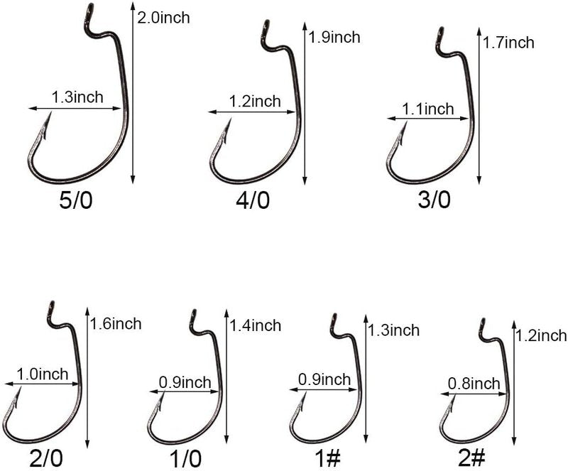 Offset Worm Fishing Hooks - 30pcs Pack | Black & Red Durable Design