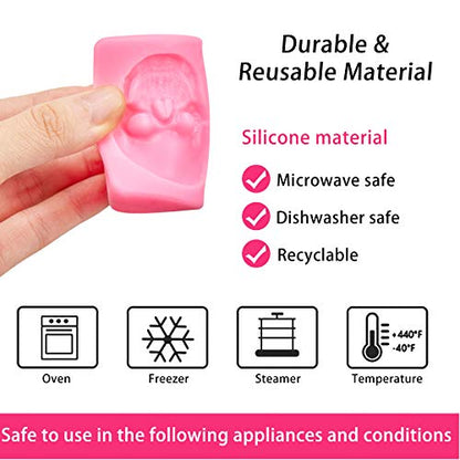 4 Pieces 3D Skeleton Hands Skull Silicone Fondant Molds Halloween Party Chocolate Candy Clay Moulds for DIY Chocolate, Cake, Pudding, Ice Cream, Epoxy Resin Mould, Pink