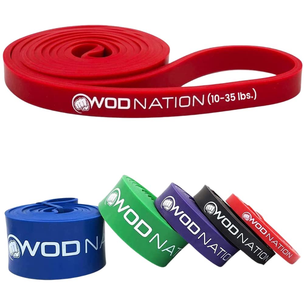 WOD Nation Pull Up Assistance Bands (10-175lbs Band) - Best for Pullup Assist, Chin Ups, Resistance Bands Exercise, Stretch, Mobility Work & Serious Fitness - 41 inch Straps