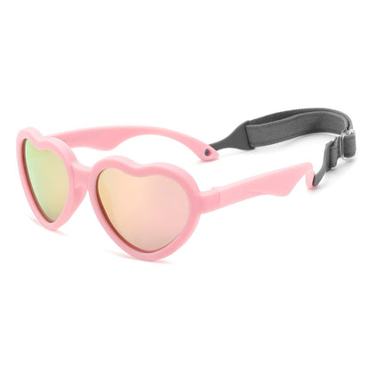 COASION Baby Sunglasses Polarized Rubber UV Protection with Strap Heart Shape Sun Glasses for Boys Girls Kids Ages 0-24 Months