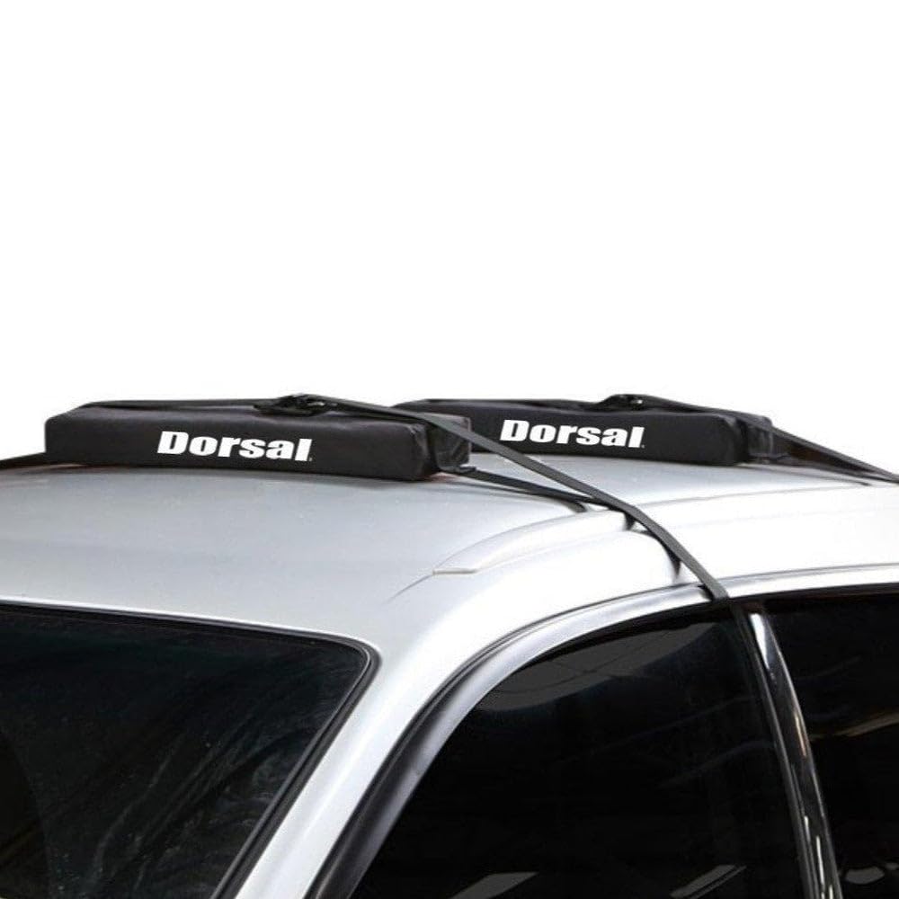 Dorsal Universal Soft Roof Rack Pads for Surfboard Kayak SUPs with Car Tie Down Straps and Storage Bag - Pack of 2 Polyester 20" Inch Black