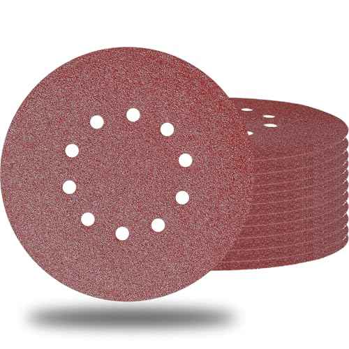 10 Pack 9-Inch 10 Hole 40 Grit Drywall Sandpaper -9" Aluminum Oxide Hook-and-Loop Sanding Disc for ?Drywall Sander Wood Furniture Finishing¡¦