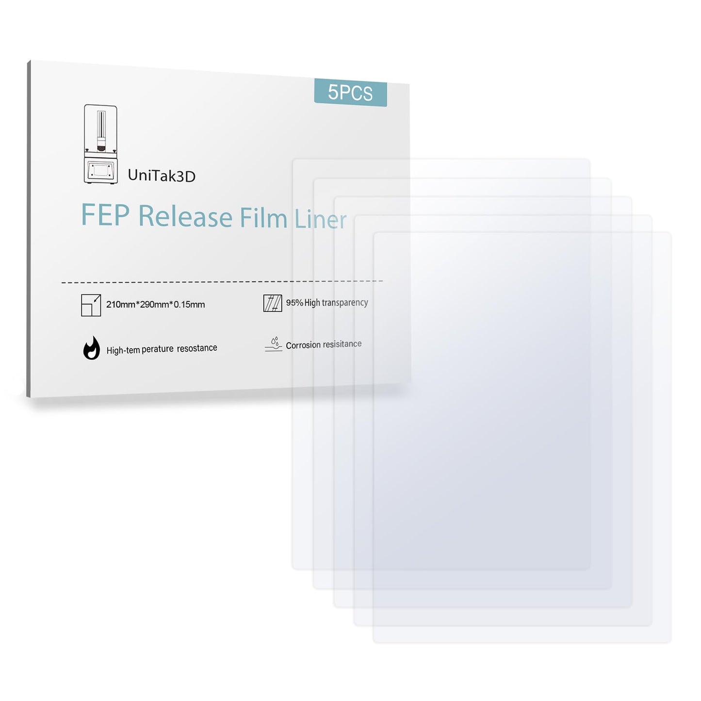 Photon Mono M5s FEP Release Film 210*290mm Compatible with Anycubic Mono M5s Pro/Mono M5s/Mono M5,Photon M3 Premium,for ELEGOO Saturn 3,Saturn 3 Ultra,Saturn 2,Saturn 8K,Halot Mage/Pro 3D Printer-5pcs