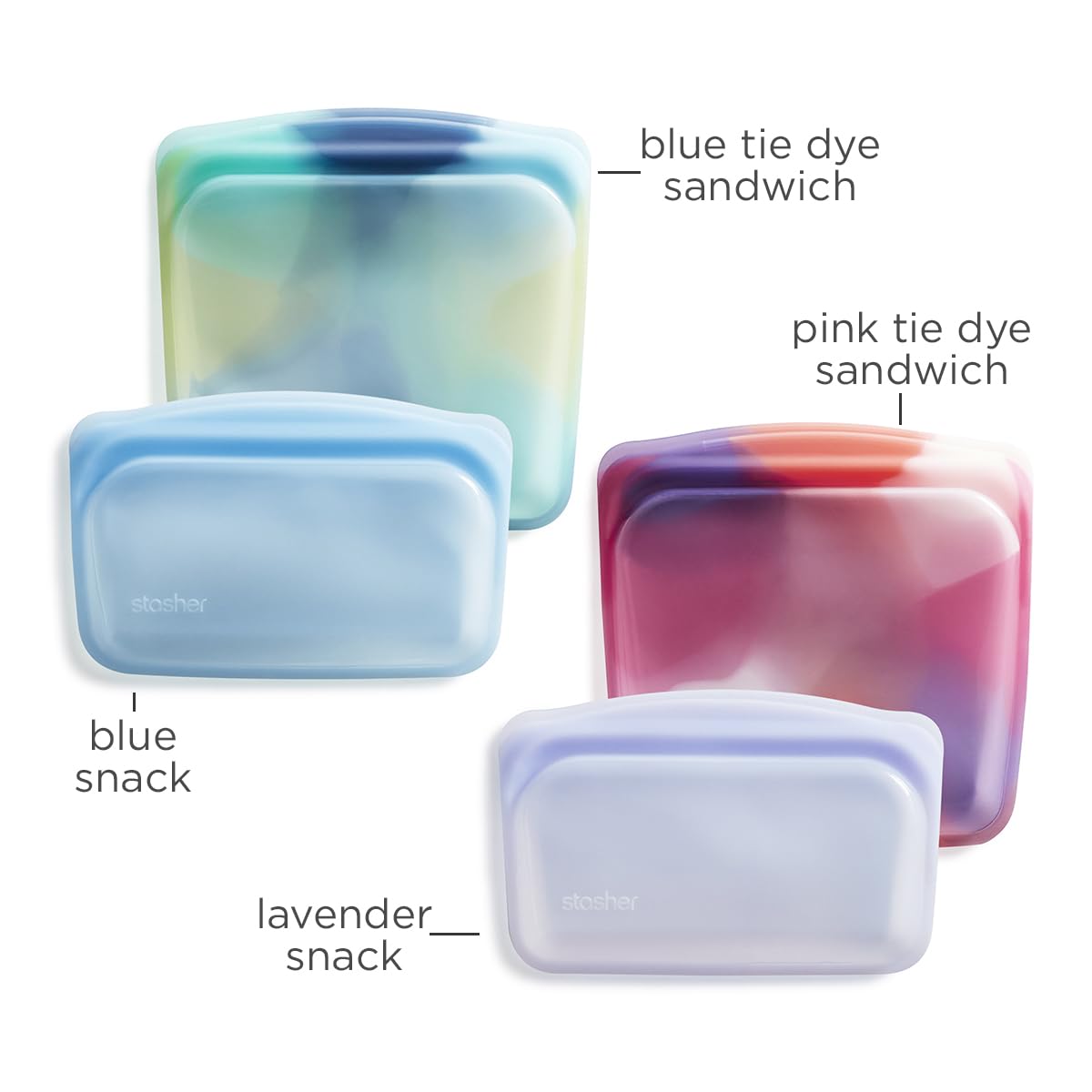 Stasher Premium Silicone Reusable Food Storage Bags, 2-Pack, Clear, Multi-Use Food Storage Bags, Lunch Bag, Travel Containers, BPA Free, Leak-free, Dishwasher-Safe, Eco-friendly