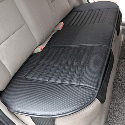 Fifth Gear 3pc Universal Front and Rear PU Leather Black Car Seat Cushion Cover Set Anti Slip Breathable Car Seat Pad Bamboo Charcoal Seat Protector Non Slip