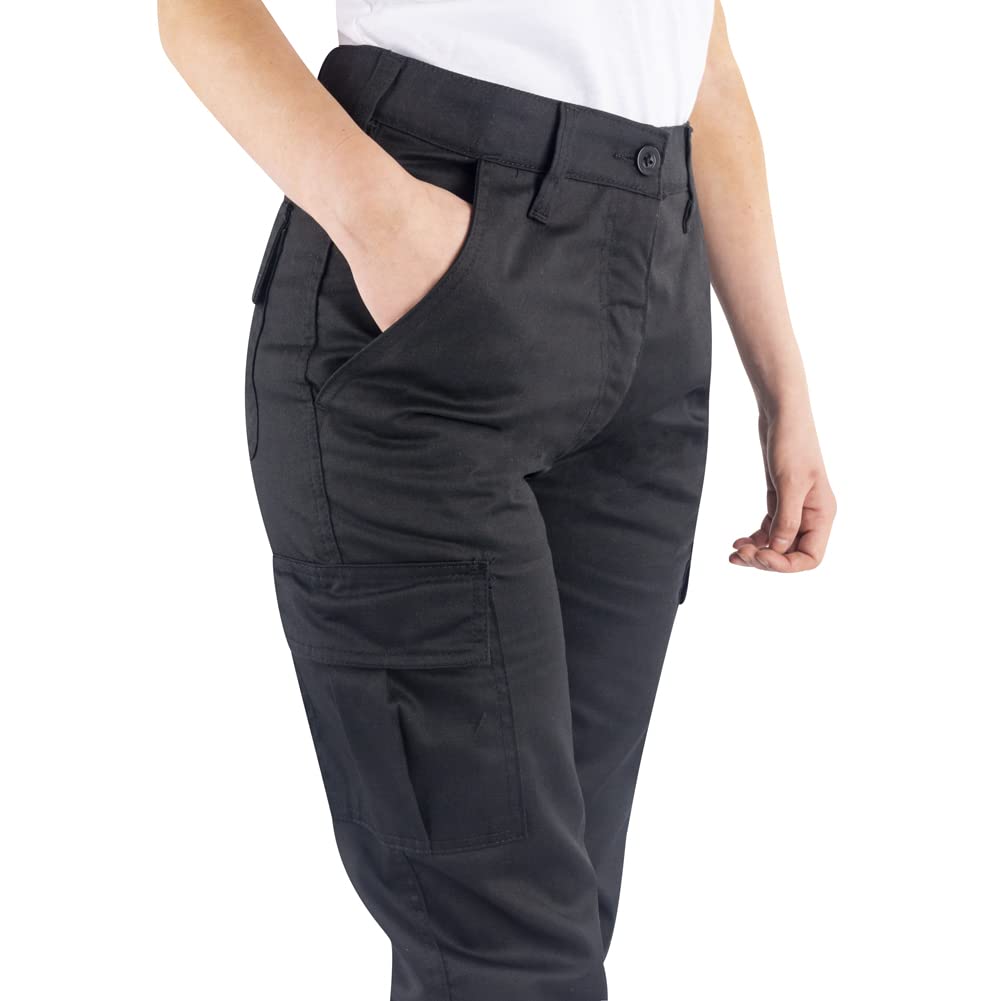 Lee Cooper Workwear LCLPNT241 Ladies Heavy Duty Easy Care Multi Pocket Work Safety Classic Cargo Pants Trousers, Black, 16 UK / 30" Leg (regular)