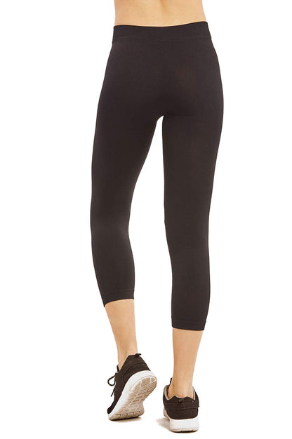 Sofra Leggings - Ladies Polyester Capri Leggings (Black)