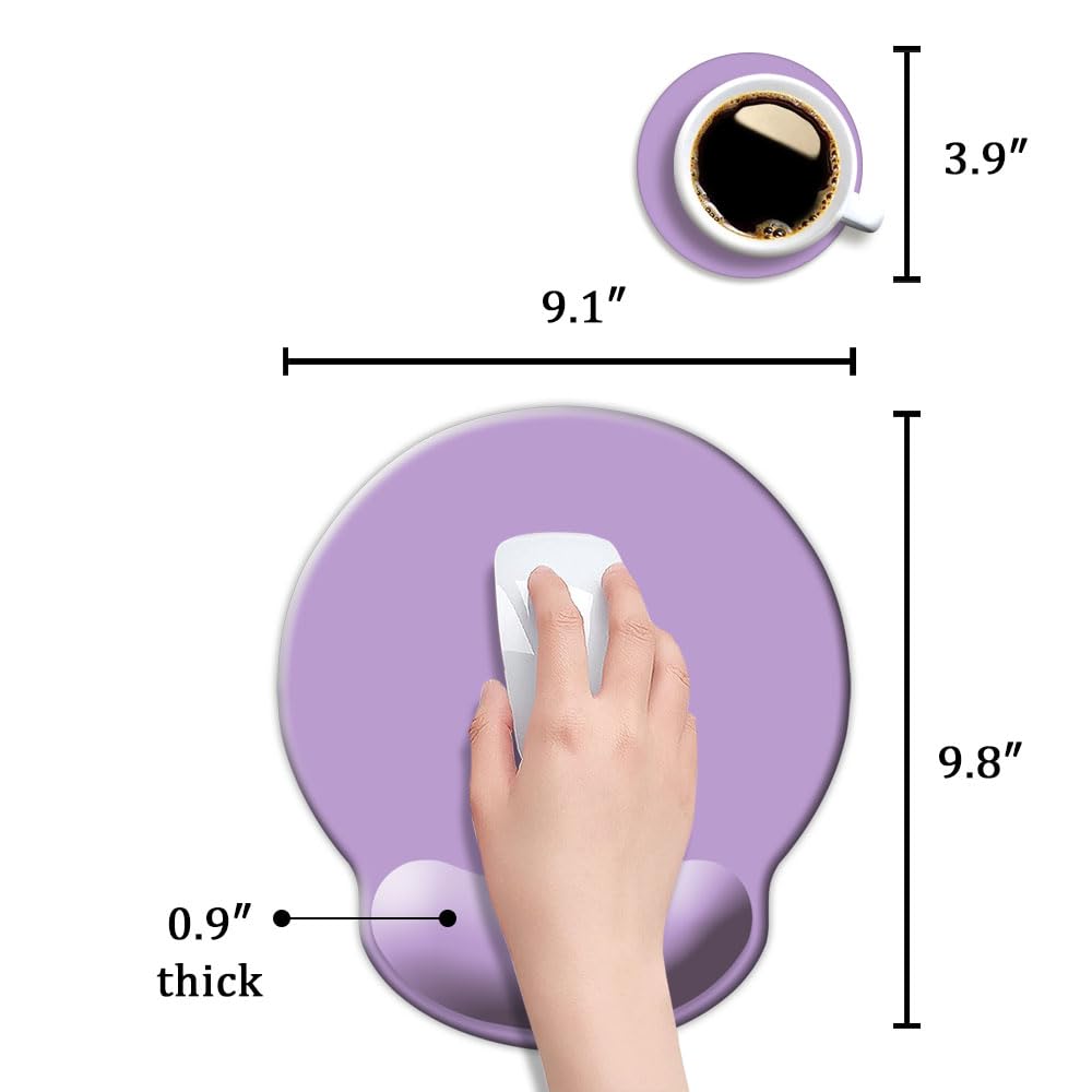 DOOKE Ergonomic Mouse Pad with Wrist Support, Cute Wrist Pad with Non-Slip Rubber Base for Computer, Laptop, Home Office Gaming, Working, Easy Typing & Pain Relief,Clove Purple