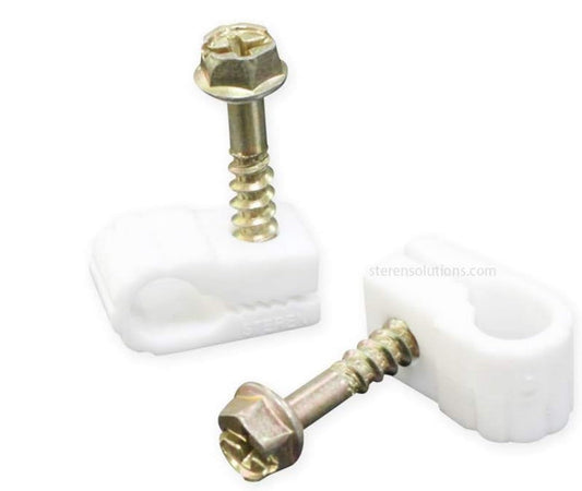 Coaxial Cable Clips - Cable Holder - Wire Clips - Siding Clips For Hanging - Cord Holder For Desk - Cable Clamps - Cord Clip - Wire Organizer Clips - Tv Mount Screws - White - 100 Pack - STEREN