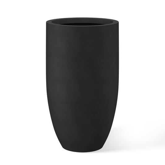 Kante 24 Inch Tall Round Concrete Planter, Large Indoor Outdoor Plant Pots with Drainage Hole and Rubber Plug, Modern Decorative Garden Pots for Home Patio Porch, Black