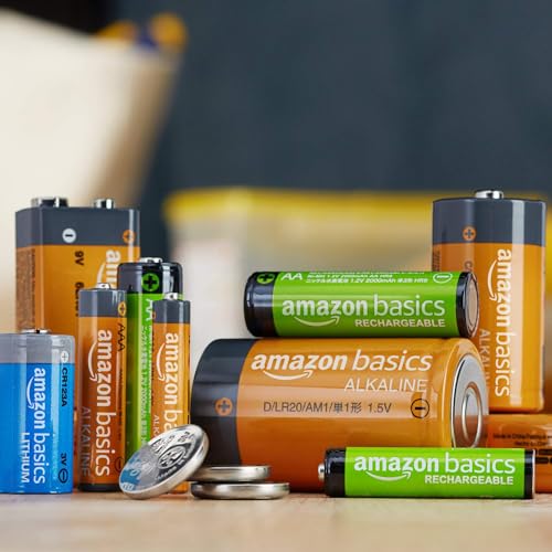 Amazon Basics Rechargeable AAA Batteries, 12-Pack, 800 mAh, NiMH Performance Batteries, Recharge up to 1000x Times, Pre-Charged