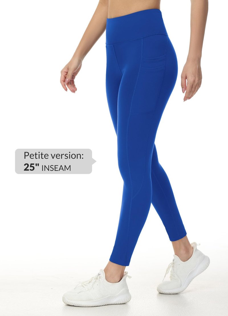 baleaf Fleece Lined Leggings Women Water Resistant 25" Petite Winter Warm Legging Thermal Running Tights Yoga Hiking Pants Blue L