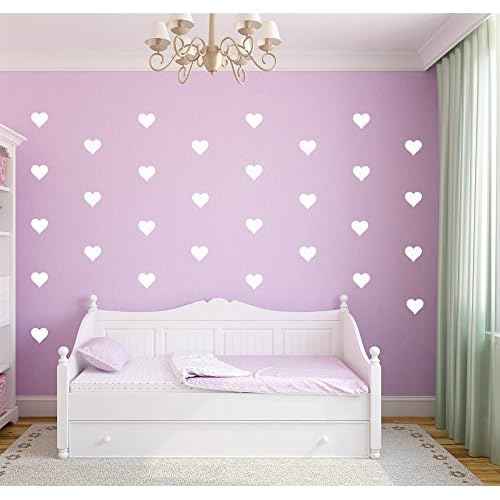 Heart Wall Decals Set ? 96pcs 2-Inch Removable Vinyl Stickers for Kids Bedroom, Nursery, Playroom ? Gender Neutral DIY Decor for Boys and Girls YYU-19 (White)