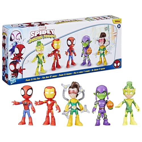 Spidey and his Amazing Friends Marvel, Friends & Foes Pack, 5 Action Figures, 4-Inch, Preschool Super Hero Toys for Kids Ages 3 and Up (Amazon Exclusive)