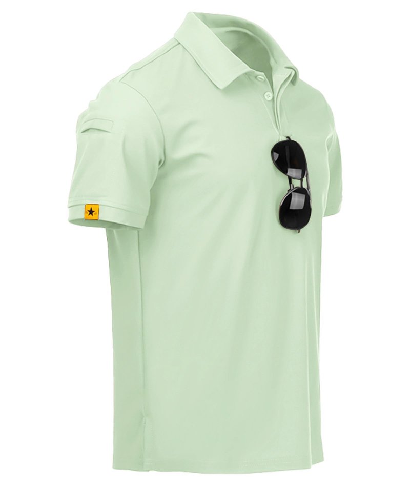 ZITY Mens Polo Shirt Short Sleeve Sports Tactical T-Shirt Athletic Golf Polos Daily Casual Stylish Collared Shirts for Men Ash Green X-Large